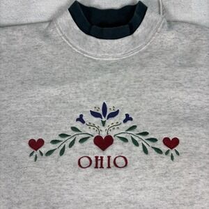 VTG Lee Heavyweight Sweatshirt Mens Medium‎ Gray Ohio Embroidered Cotton 90s
